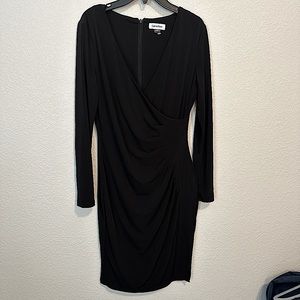 Calvin Klein black side ruched long dress, size 6